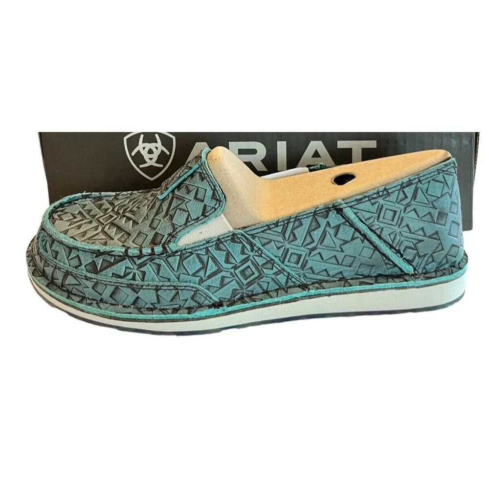 Ariat Cruiser NWOT Turquoise Embossed Slip On Loafer Shoes Sz 8  10046921 - Picture 3 of 7